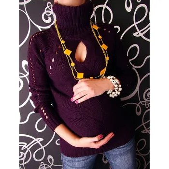 Dámská tunika Dovoz EU Těhotenská tunika s roláčkem LENKA - fialová