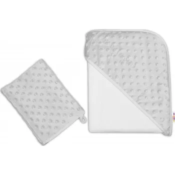 Baby Nellys Dětská osuška froté Baby Nellys s kapucí Minky, 80 x 80 cm + žínka Minky - sv. šedá