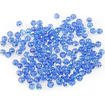 Korálek Skleněné korálky broušené ohňovky 4 mm s AB efektem, Balení 10 sáček, Varianta 5 zelená sv. AB