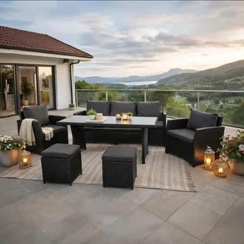 Zahradní nábytek Velká rodinná zahradní souprava Avenberg AMICO černá/antracit