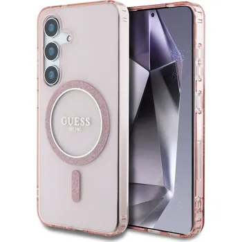 Pouzdro na mobilní telefon Pouzdro GUESS pro SAMSUNG S25 GUHMS25SHFGEREP (Magnetic IML Glitter Circle) růžové