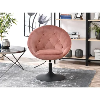 Křeslo Otočné křeslo DERIAN - pudrově růžové / černé