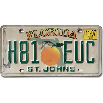 Plechová cedule Americká SPZ Florida Orange St. Johns H81 EUC