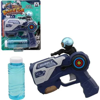 Bublifuk Bublifukovací pistole 17cm set bublifukovač s náplní na baterie plast