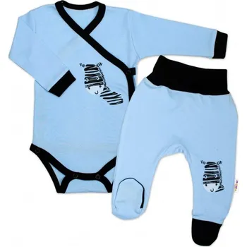 Baby Nellys 2-dílná sada body dl. rukáv + polodupačky, modrá - Zebra | Velikost koj. oblečení: 50 (0