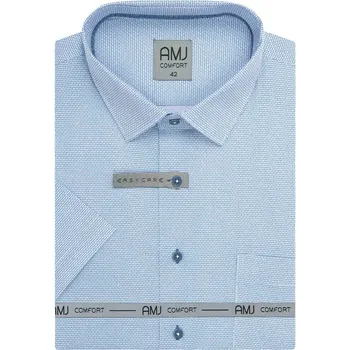 Pánská košile Pánská košile AMJ bavlněná, bílá, modré stopy, VKSBR1432, krátký rukáv, slim fit, vel. 40