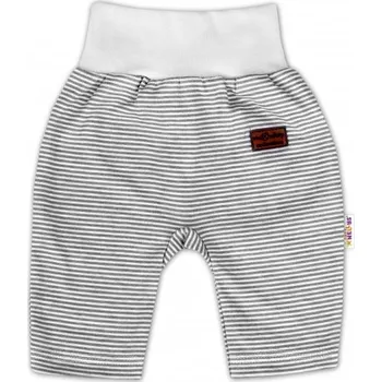 Kojenecké oblečení Baby Nellys Bavlněné tepláčky Monkey - proužky/sv. šedý melírek | Velikost koj. oblečení: 68 (4-6m)