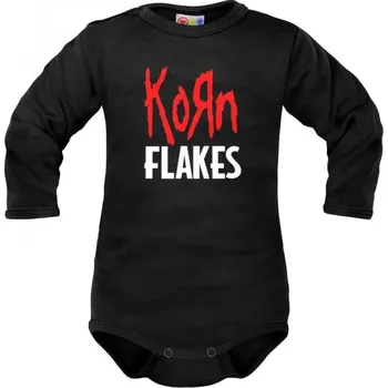 DEJNA Body dlouhý rukáv Dejna Korn flakes - černé | Velikost koj. oblečení: 68 (4-6m)