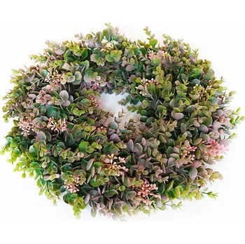 umělá květina Věnec eukalyptus, plast, růžový, 40 cm