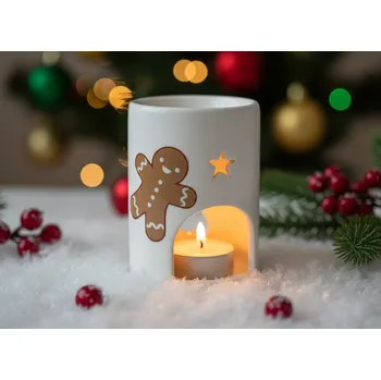 Vánoční svícen Aroma lampička BELMIRA s panem perníčkem + parafínový vosk 8x10 cm 870328