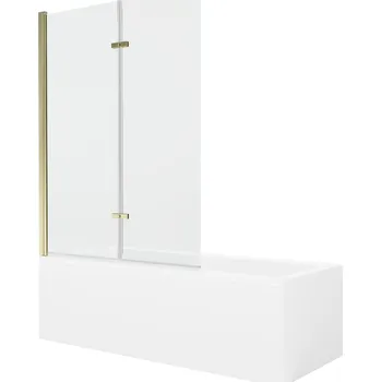 Vanová zástěna MEXEN/S - Cubik obdélníková vana 150 x 70 cm s panelem + vanová zástěna 120, transparent, zlatá 550315070X9212025000