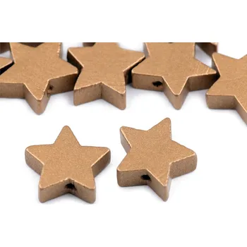 Korálek Dřevěné korálky hvězda metalické Ø19 mm, Balení 100 ks, Varianta 1 stříbrná