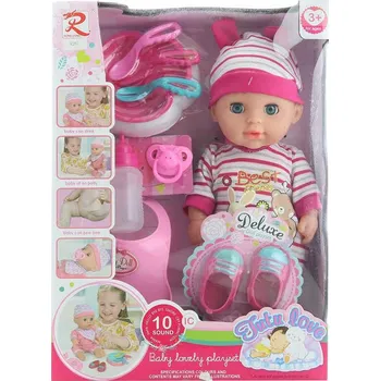 Panenka Panenka miminko 29cm s jídelním setem na baterie pije čůrá Zvuk