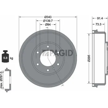 Brzdový buben Brzdový buben HELLA PAGID 61356N
