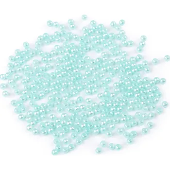 Dětské navlékací korálky Plastové voskové korálky / perly Glance Ø3 mm, malé, 34 mentolová