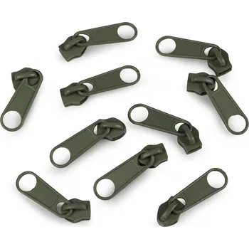 Zip Jezdec ke spirálovým zipům No 5 pro metráž typu POL, střední, 327 zelená olivová