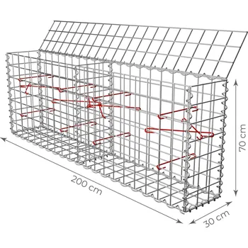 gabiony TOPSTONE Gabionový koš bez víka 200 x 30 x 70 cm - oko sítě 10x5 cm