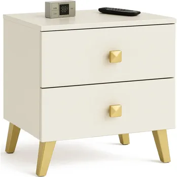 Noční stolek Stylový noční stolek MAVRIEL - kašmír / zlatý