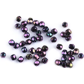 Dětské navlékací korálky Skleněné korálky broušené ohňovky 3 mm, velké, 18 23980/21495 fialová