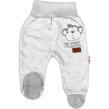 Baby Nellys Kojenecké polodupačky Monkey - sv. šedý melírek | Velikost koj. oblečení: 74 (6-9m)