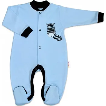 Baby Nellys Bavlněný overálek Zebra - modrý | Velikost koj. oblečení: 86 (12-18m)