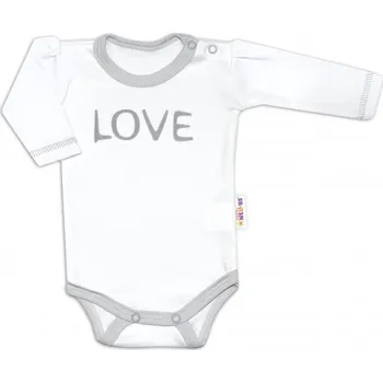 Kojenecký body Baby Nellys Body dlouhý rukáv Love - bílé | Velikost koj. oblečení: 50 (0-1m)