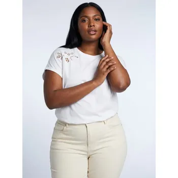 Oblečení a móda Sinsay - Bavlněné tričko s ažurovým zdobením Plus Size - bílá - 677HC-00X - 677HC-00X-1XL