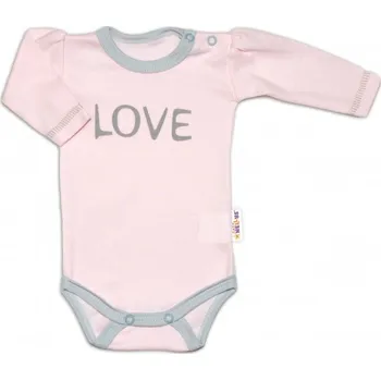 Kojenecký body Baby Nellys Body dlouhý rukáv Love - růžové | Velikost koj. oblečení: 74 (6-9m)