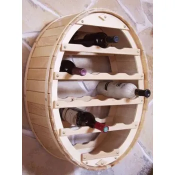 Stojan na víno Dandi Přírodní Dřevěný nástěnný sud na víno na 18 lahví "Dandi"