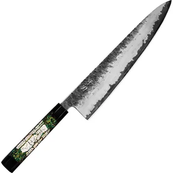 Kuchyňský nůž Konoll Knives Kuchyňský nůž Chef/Gyuto 210 mm Konoll® Black Forging Aogami - Green