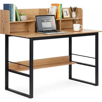 Psací stůl Pracovní stůl 120x60 cm s 5 policemi, světlý dub, loftový styl - ModernHome SZ12060103-19