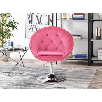 Křeslo Otočné křeslo DERIAN - růžové / chrom
