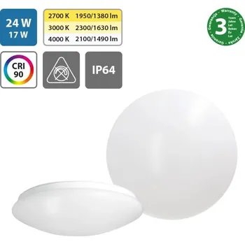 Venkovní osvětlení MCLED Svítidlo LED INCA 24 24/17W (2700K, 3000K, 4000K), 120°, s přepínáním výkonu ø 360 mm IP64 bílá ML-411.238.32.0