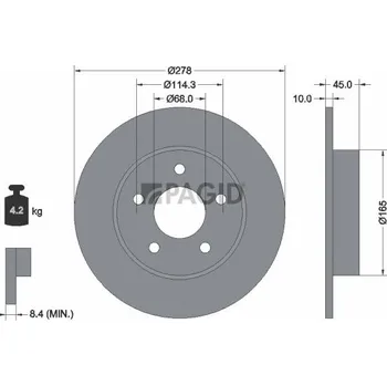 Brzdový kotouč Brzdový kotouč PAGID 54257NC
