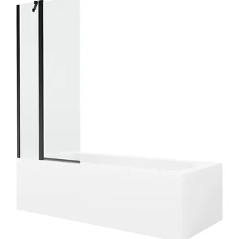 Vanová zástěna MEXEN/S - Vega obdélníková vana 170 x 70 cm s panelem + vanová zástěna 80, transparent, černá 550117070X9408117000