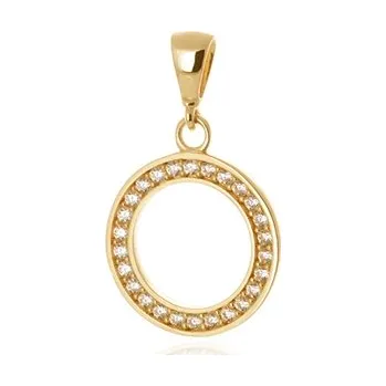 Přívěsek Přívěšek ze žlutého zlata kolečko s čirými zirkony ZZ1516F + dárek zdarma