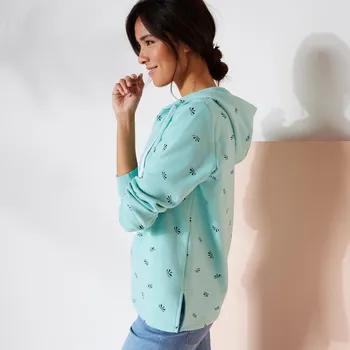 Dámská móda Moltonová mikina s kapucí a potiskem modrá 38/40