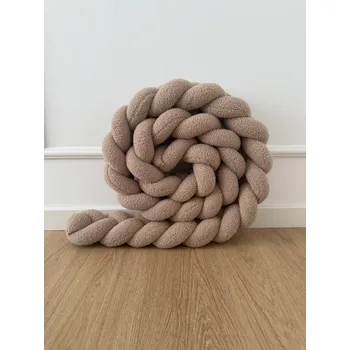 mantinel do postýlky Ochranný mantinel do postýlky - Pletený cop - Bouclé Béžový 200cm