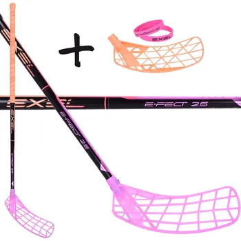 Míčový sport Exel E-FECT BLACK 2.6 ROUND MB Florbalová hůl růžová / oranžová, Pravá (pravá ruka dole), 103cm (=113cm)