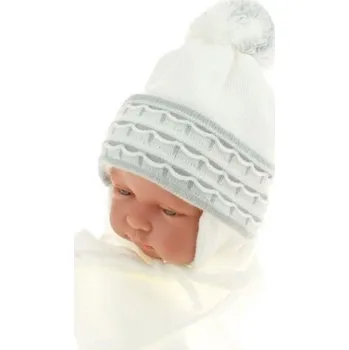 Kojenecký body Baby Nellys BABY NELLYS Zimní čepička s šálou - s imitací volánku - šedá | Velikost koj. oblečení: 62/74