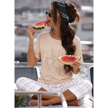 Pánské pyžamo Pyžamo Cornette 775/340 Morning kr/r S-2XL Béžová L