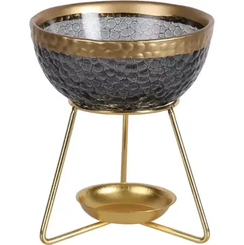 Aroma lampa Aromalampa skleněná, šedá + zlato, 11 cm