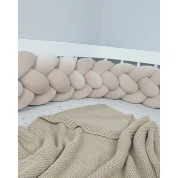 mantinel do postýlky Ochranný mantinel do postýlky - 4-pásmový cop - Béžový (120-400 cm) 120cm