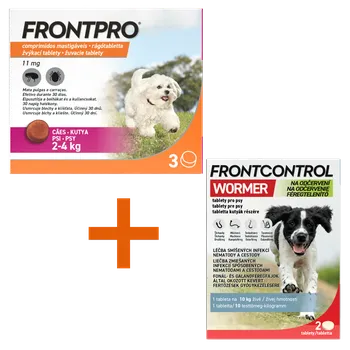 Antiparazitikum pro psa Frontpro žvýkací tablety pro psy (2-4 kg) 11,3 mg 3 tablety + Frontcontrol Wormer pro psy 10 kg 2 tablety