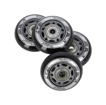 Sestava černých PU koleček 64x24 + ložiska ABEC9 NILS EXTREME