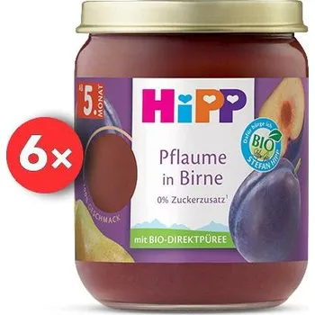 Dětská výživa HiPP BIO SUPEROVOCE Hrušky a švestky od uk. 4.-6. měsíce, 6× 160 g