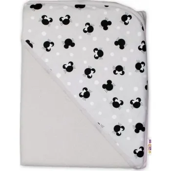 Baby Nellys Dětská osuška s kapucí Baby Nellys, Minnie, 100 x 100 cm - šedá/šedá