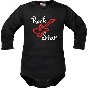 DEJNA Body dlouhý rukáv Dejna Rock Star - černé | Velikost koj. oblečení: 80 (9-12m)