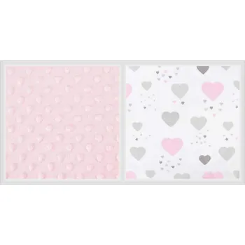 Povlečení Baby Nellys 2-dílné bavlněné povlečení s minky Baby Nellys - srdíčka, růžová/růžová | Velikost povlečení: 135x10