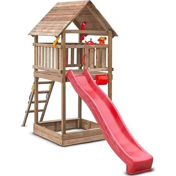 Dětské hřiště Herní věž Tobi se skluzavkou, pískovištěm a velkou platformou 335 x 150 x 150 cm borovice